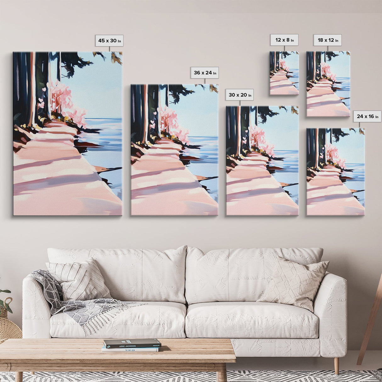 Tranquil Path, Coastal Trees, Lakeside Escape, Nature Inspired Art, Beach House Wall Decor, Minimalist Aesthetic, Canvas Print