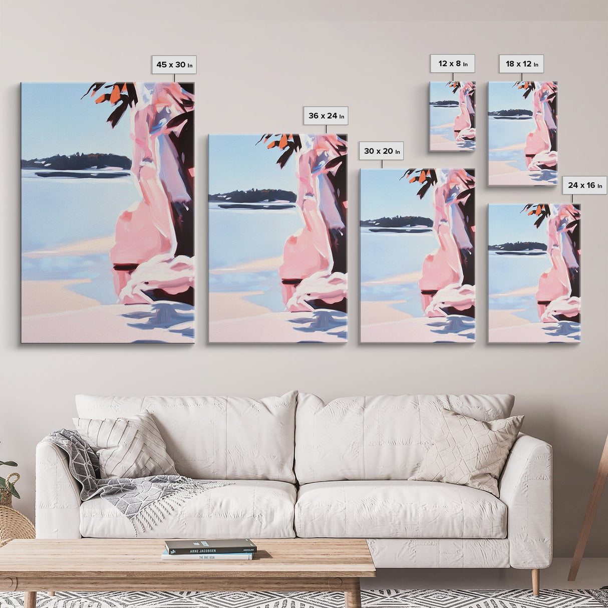 Sunset Glow, Nature Wall Art, Beach Scene, Serene Painting, Warm Pastel Colors, Framed Canvas Print, Bedroom Wall Decor, Gift