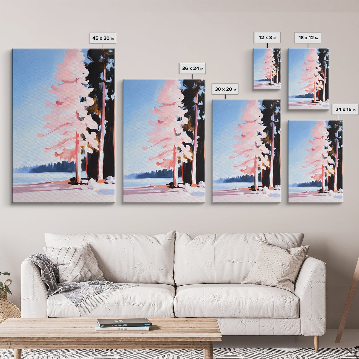Pink Reflection, Modern Wall Art, Minimalist Decor, Aesthetic Print, Abstract Painting, Framed Canvas Print, Boho Bedroom Art, Gift