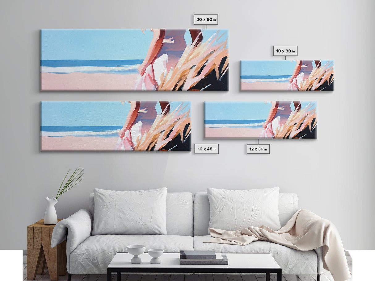 Ocean Breeze, Coastal Woman, Serenity Art, Beach Aesthetic, Canvas Print, Boho Wall Art, Relaxing Bedroom Wall Decor