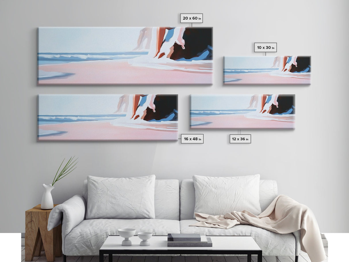 Ocean Waves, Beach Life Art, Tranquil Seascape, Minimalist Coastal Vibe, Framed Canvas Print, Living Room Accent, Serene Blue Decor