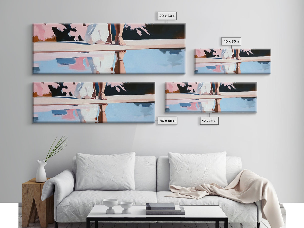 Reflection Beauty, Elegant Aesthetic, Nature Painting, Romantic Minimalism, Framed Canvas Print, Living Room Decor, Feminine Artwork