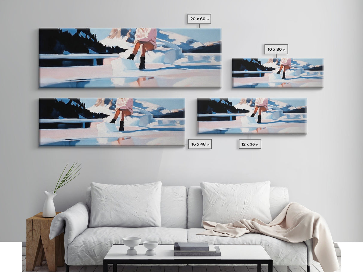 Ice Queen, Winter Wonderland, Feminine Adventure Art, Dreamy Arctic Scene, Fashion-Inspired Decor, Home Aesthetic, Framed Canvas Print