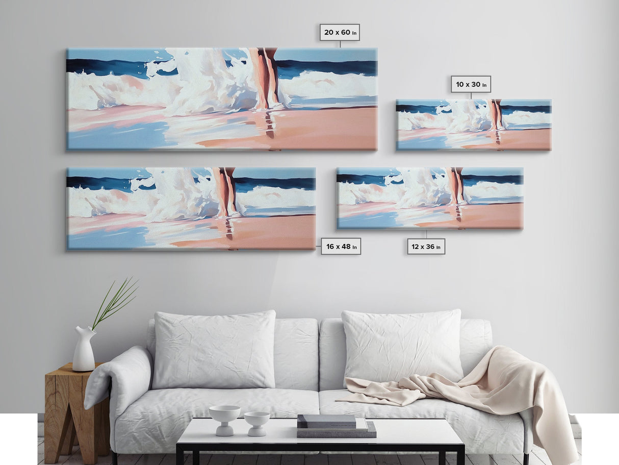 Beach Reflection, Seascape Art, Framed Canvas Print, Coastal Wall Art, Nautical Home Decor, Minimalist Water Painting, Bathroom Art