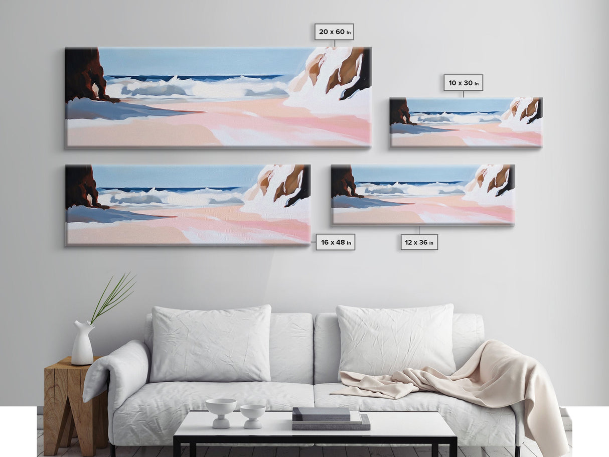Ocean Waves, Coastal Escape, Tranquil Beach Scene, Framed Canvas Print, Serene Wall Art, Nautical Living Room Decor, Modern Seascape