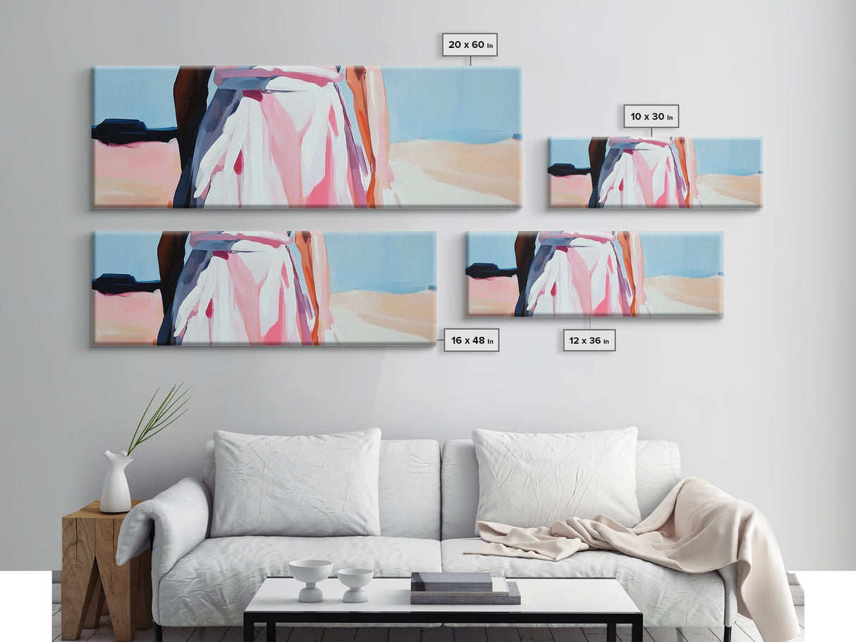 Elegant Woman Art, Feminine Abstract, Fashion Wall Decor, Modern Framed Canvas Print, Pastel Painting, Bedroom or Dressing Room Art