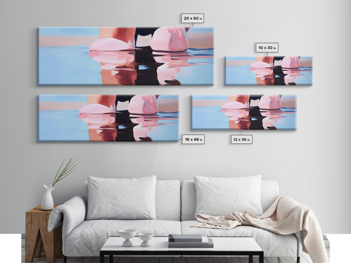 Reflection Water, Abstract Art, Minimalist Beach Art, Canvas Print, Soft Pastel Ocean Scene, Modern Home Decor, Coastal Living Aesthetic
