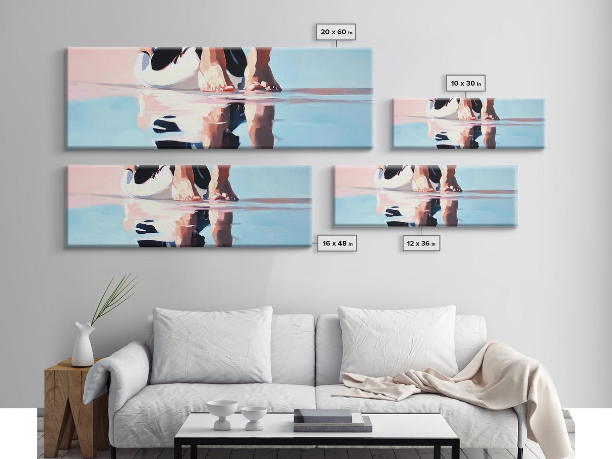 Soft Beach Reflection, Coastal Art, Minimalist Print, Pastel Wall Art, Boho Decor, Living Room Wall Art, Canvas Print, Summer Vibes