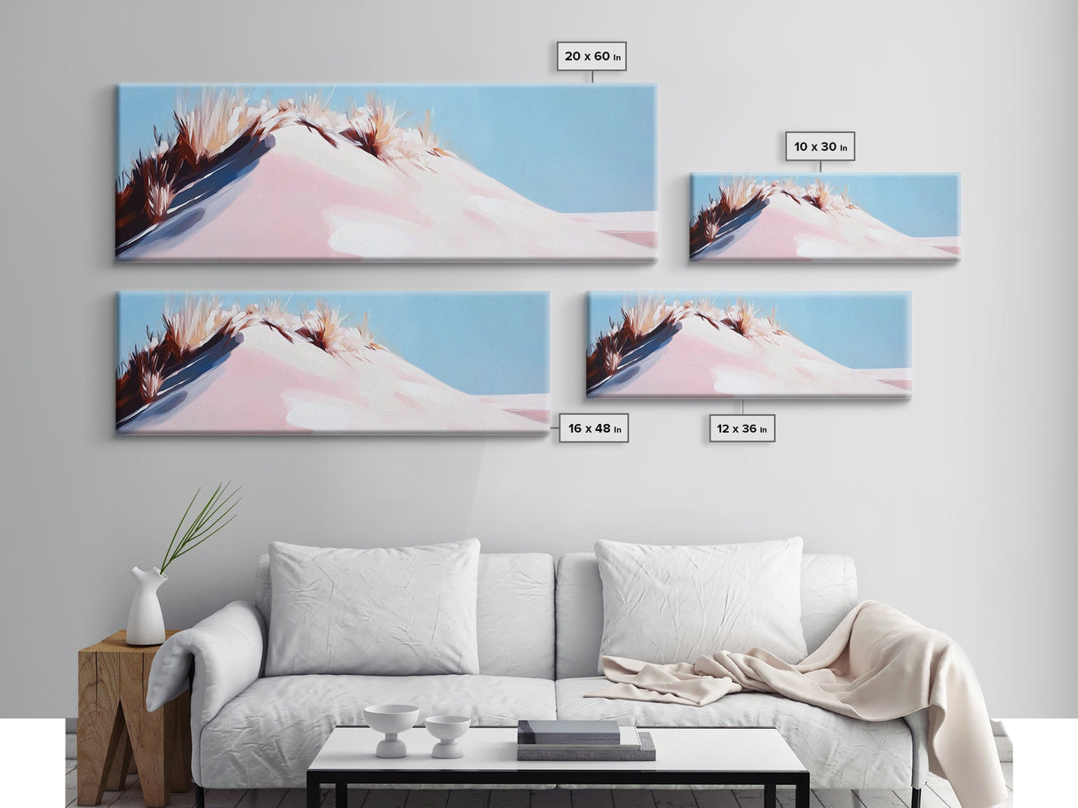 Dune Grass, Beach Landscape, Coastal Painting, Pastel Sand Art, Minimalist Seascape, Boho Wall Decor, Living Room Art, Canvas Print