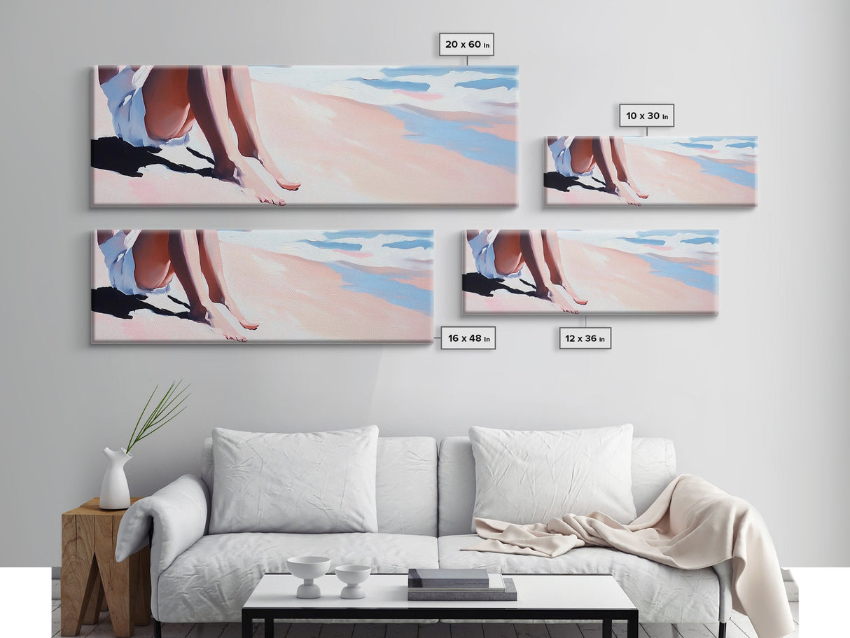 Seaside Relaxation, Beach Painting, Minimalist Ocean Art, Pastel Coastal Decor, Nautical Wall Print, Bedroom Wall Art, Canvas Print