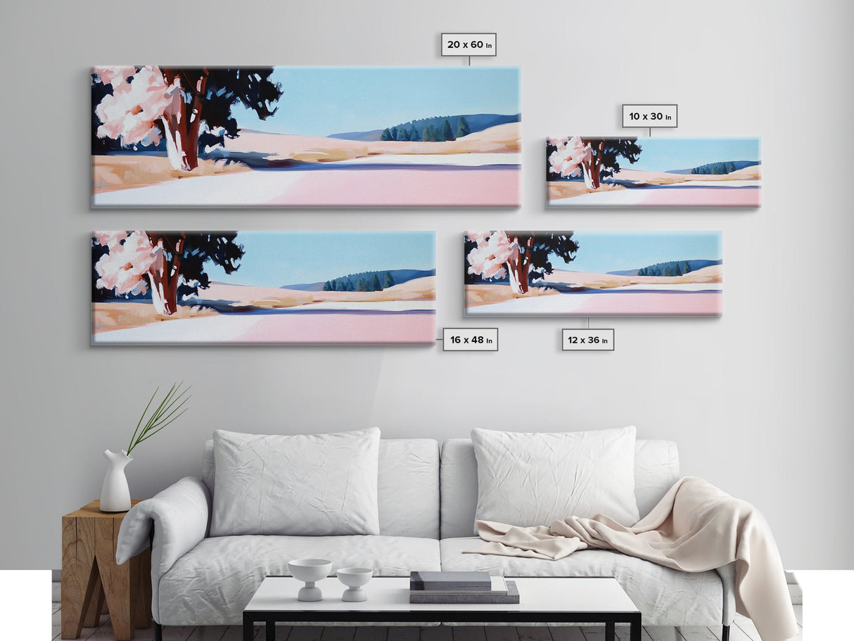 Blooming Tree, Nature Landscape, Spring Art, Framed Canvas Print, Living Room Wall Art, Impressionist Painting, Minimalist Decor