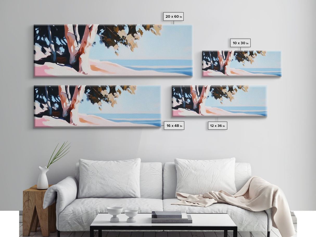 Coastal Serenity, Ocean View, Beach Art, Framed Canvas Print, Bedroom Wall Art, Modern Seascape, Relaxing Coastal Decor, Blue Tones