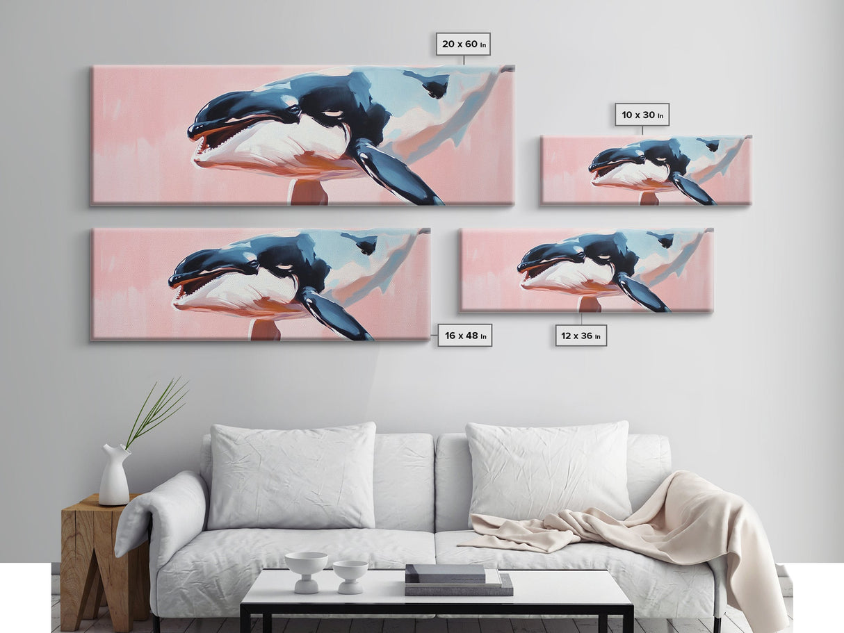 Orca Whale, Marine Life Art, Ocean Wall Decor, Animal Lover Gift, Coastal Home, Nautical Theme, Minimalist Design, Canvas Print