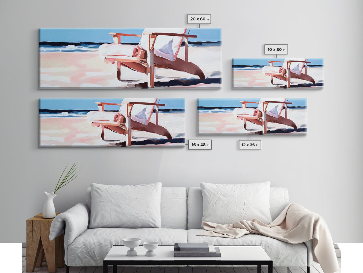 Beach Chair, Coastal Relaxation, Vacation Home Art, Canvas Print, Seaside Aesthetic, Minimalist Beach Painting, Soft Pastel Art