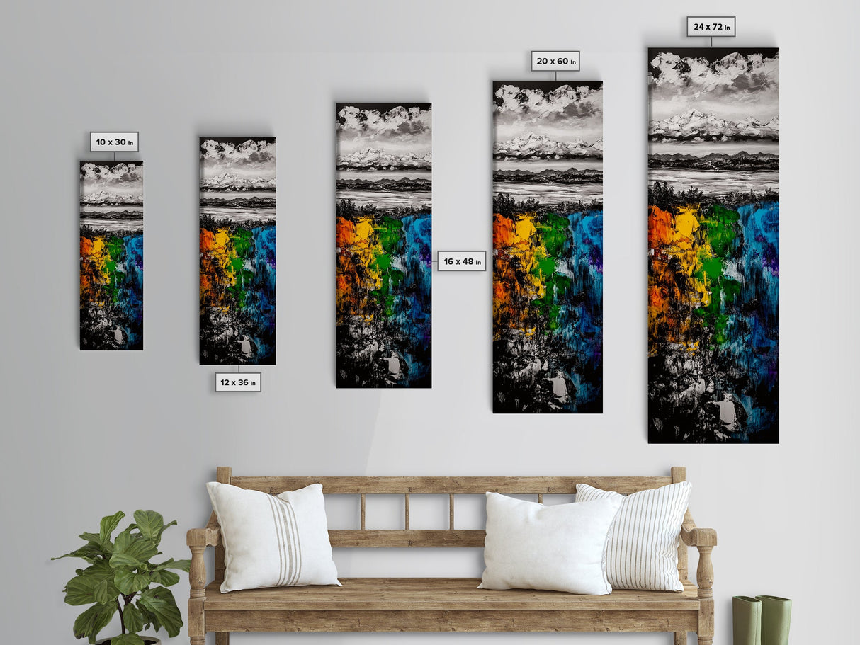 Abstract Mountain, Scenic Landscape, Autumn Colors Art, Canvas Print, Bold Nature Painting, Modern Wall Art, Office Decor