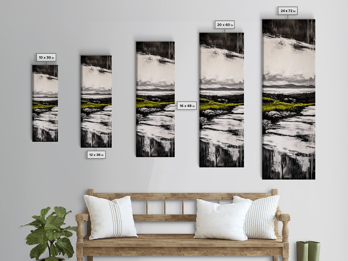 Black and White, Minimalist Landscape, Ocean View, Canvas Print, Modern Wall Art, Neutral Home Decor, Bedroom Artwork, Coastal Painting