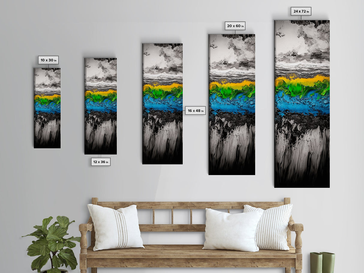 Textured Ocean, Vibrant Waves, Abstract Coast, Framed Canvas Print, Modern Seascape Art, Beach House Decor, Nature Inspired Wall Art