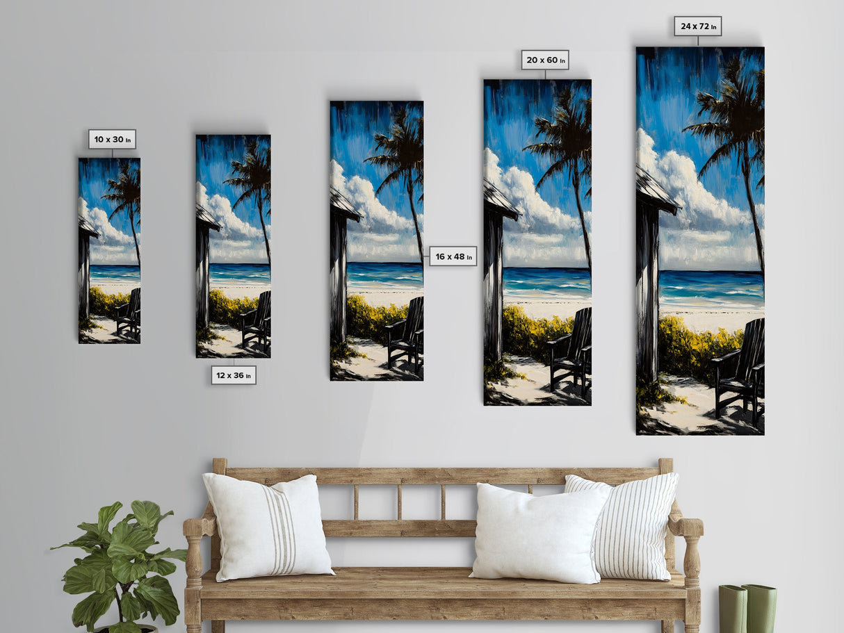 Beach Retreat, Palm Shade, Tranquil Escape, Canvas Print, Coastal Home Decor, Ocean Breeze, Relaxing Seaside, Living Room Wall Art