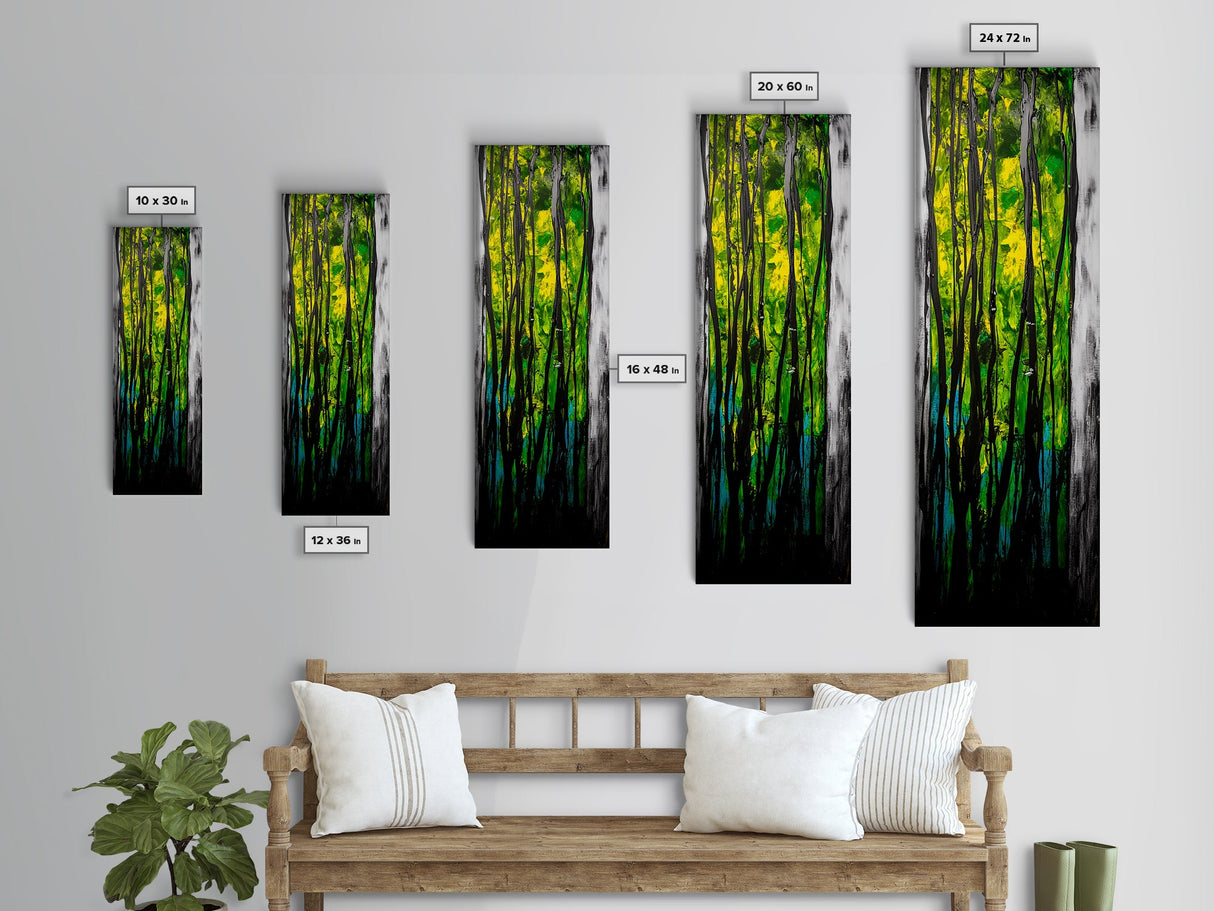 Abstract Forest, Green Nature, Textured Painting, Boho Wall Art, Canvas Print, Modern Home Decor, Living Room Art, Earthy Tones