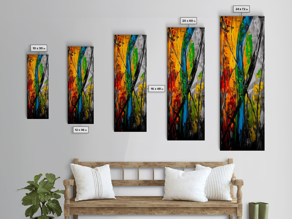 Vibrant Abstract Trees, Colorful Modern Wall Art, Nature Inspired, Boho Art, Framed Canvas Print, Living Room Decor, Bold Statement Art