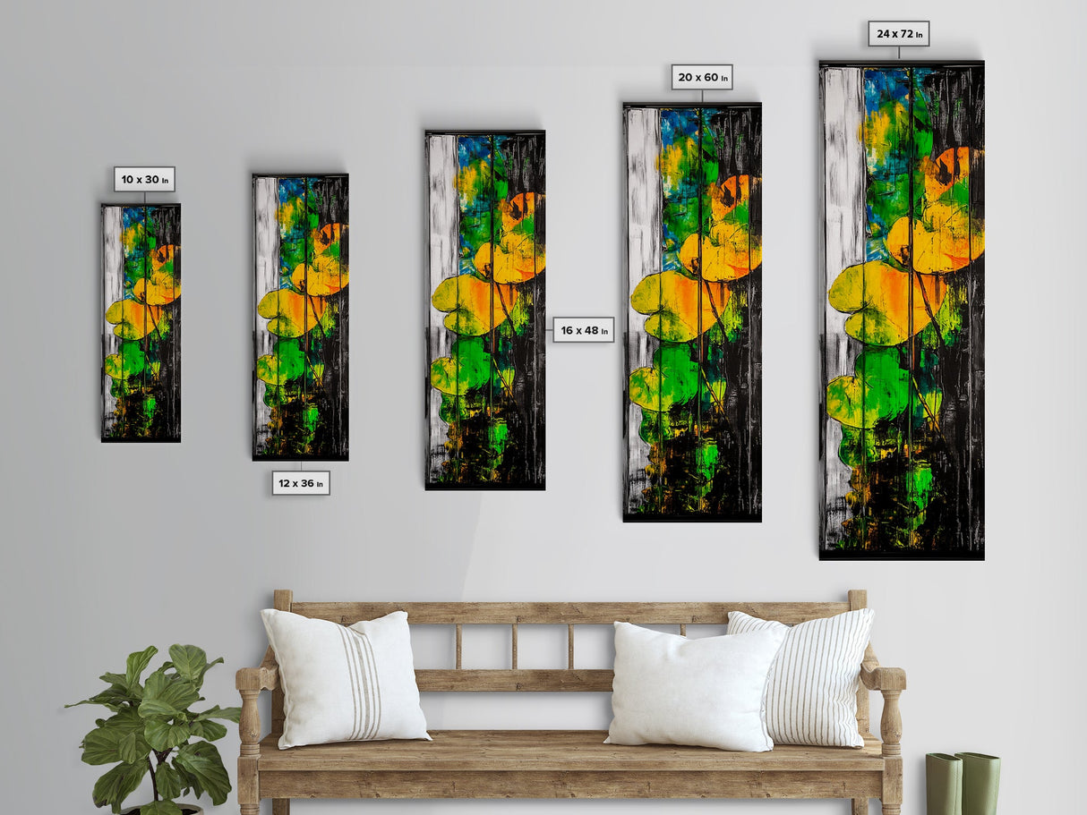 Abstract Lily Pads, Vibrant Nature Art, Colorful Botanical Wall Decor, Canvas Print, Modern Home Art, Green and Yellow Painting