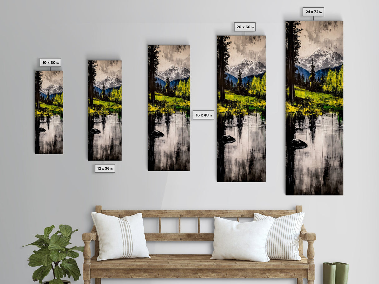 Mountain Reflection, Alpine Lake, Canvas Print, Wilderness Landscape, Cabin Wall Art, Nature Decor, Black and White Art, Living Room Art