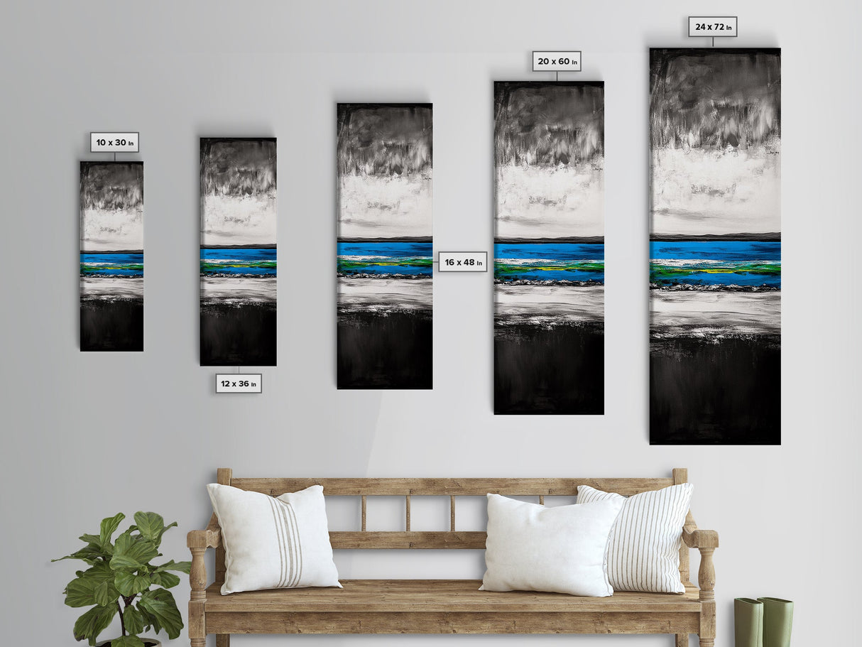 Wave Painting, Black and White Ocean Art, Coastal Wall Decor, Nautical Artwork, Modern Seascape, Beach House Living Room Art, Canvas Print