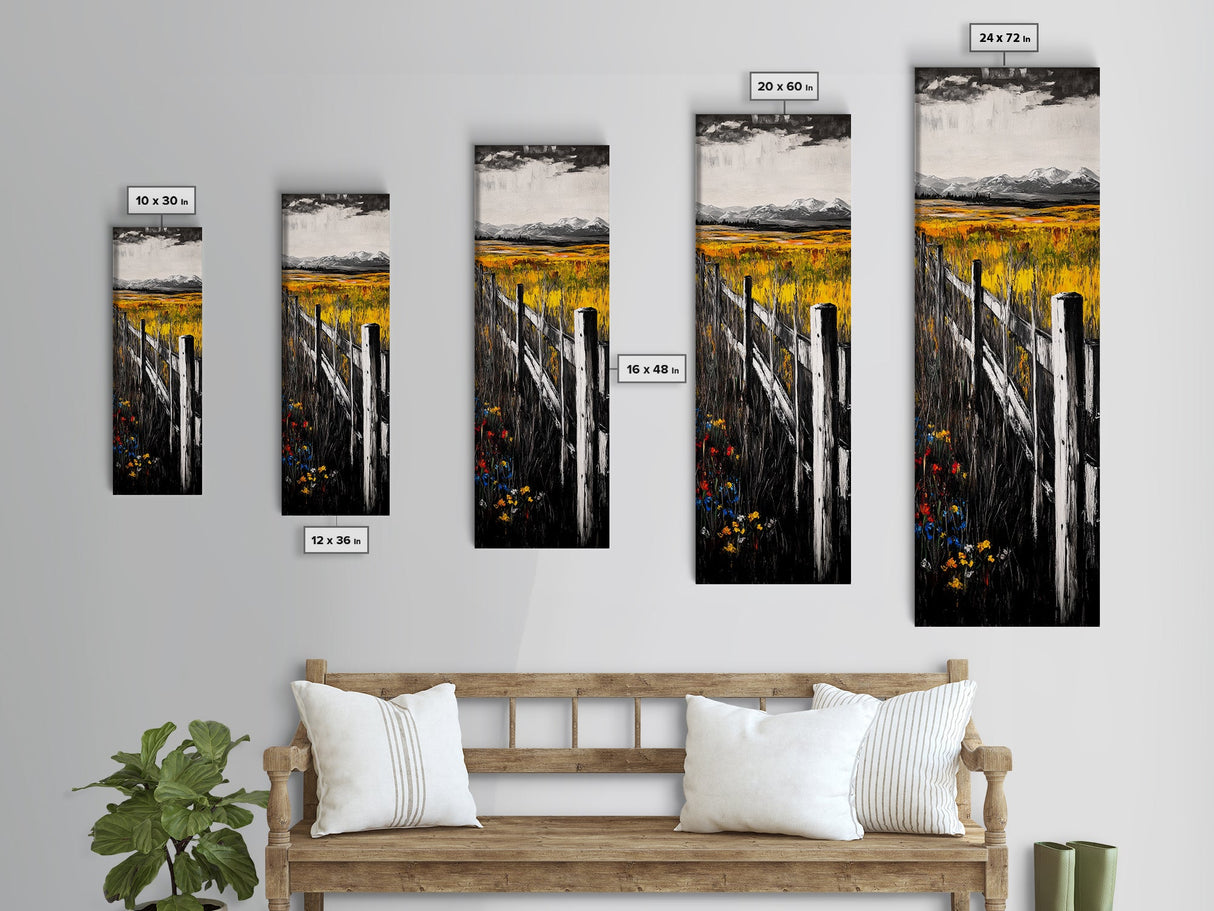 Rustic Fence, Country Landscape, Fall Fields, Farmhouse Wall Decor, Living Room Art, Framed Canvas Print, Nature Home Artwork