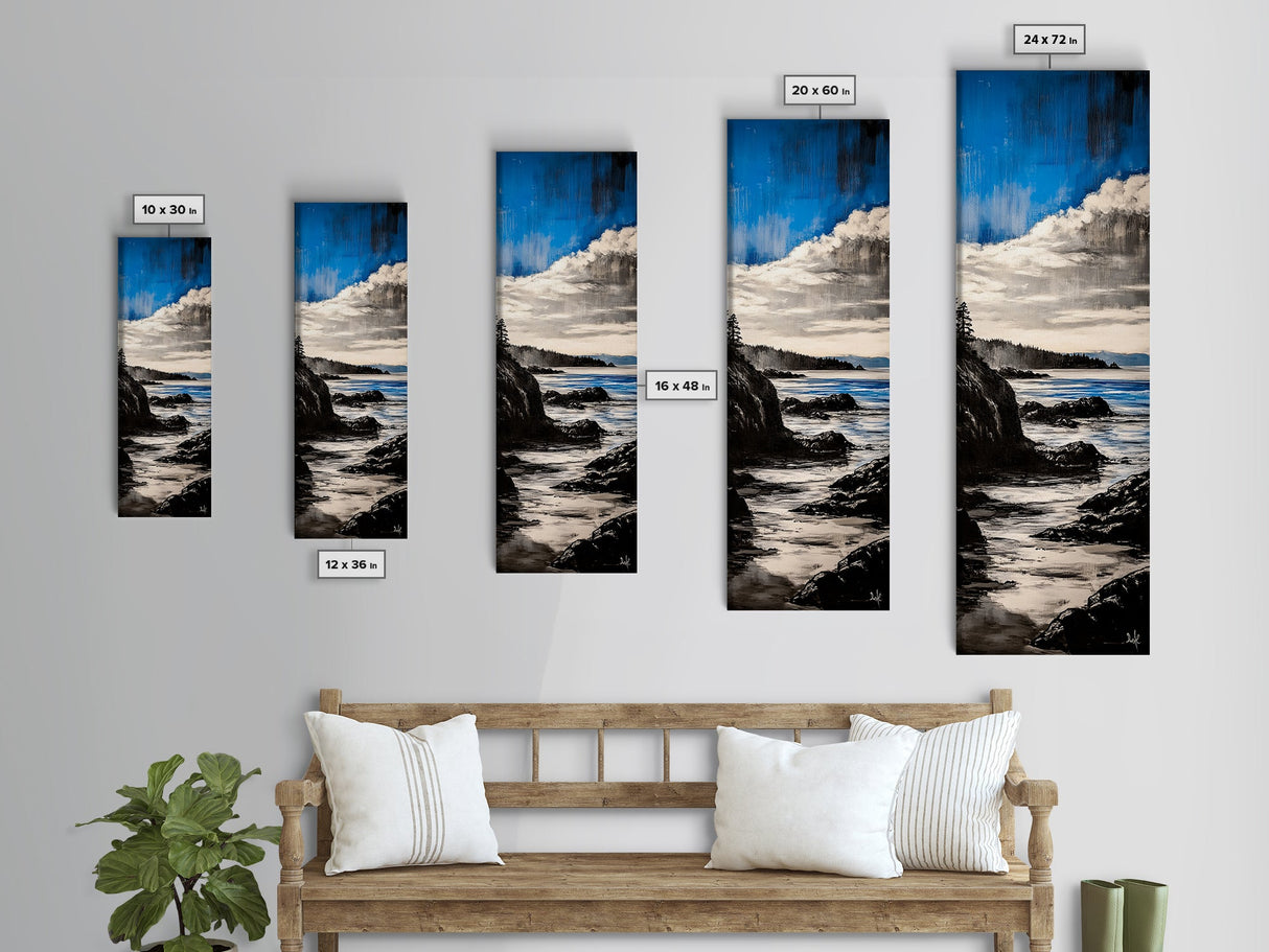 Sunset Horizon, Rocky Beach, Ocean Scene, Canvas Print, Contemporary Wall Art, Beach House Decor, Serene Nature Art