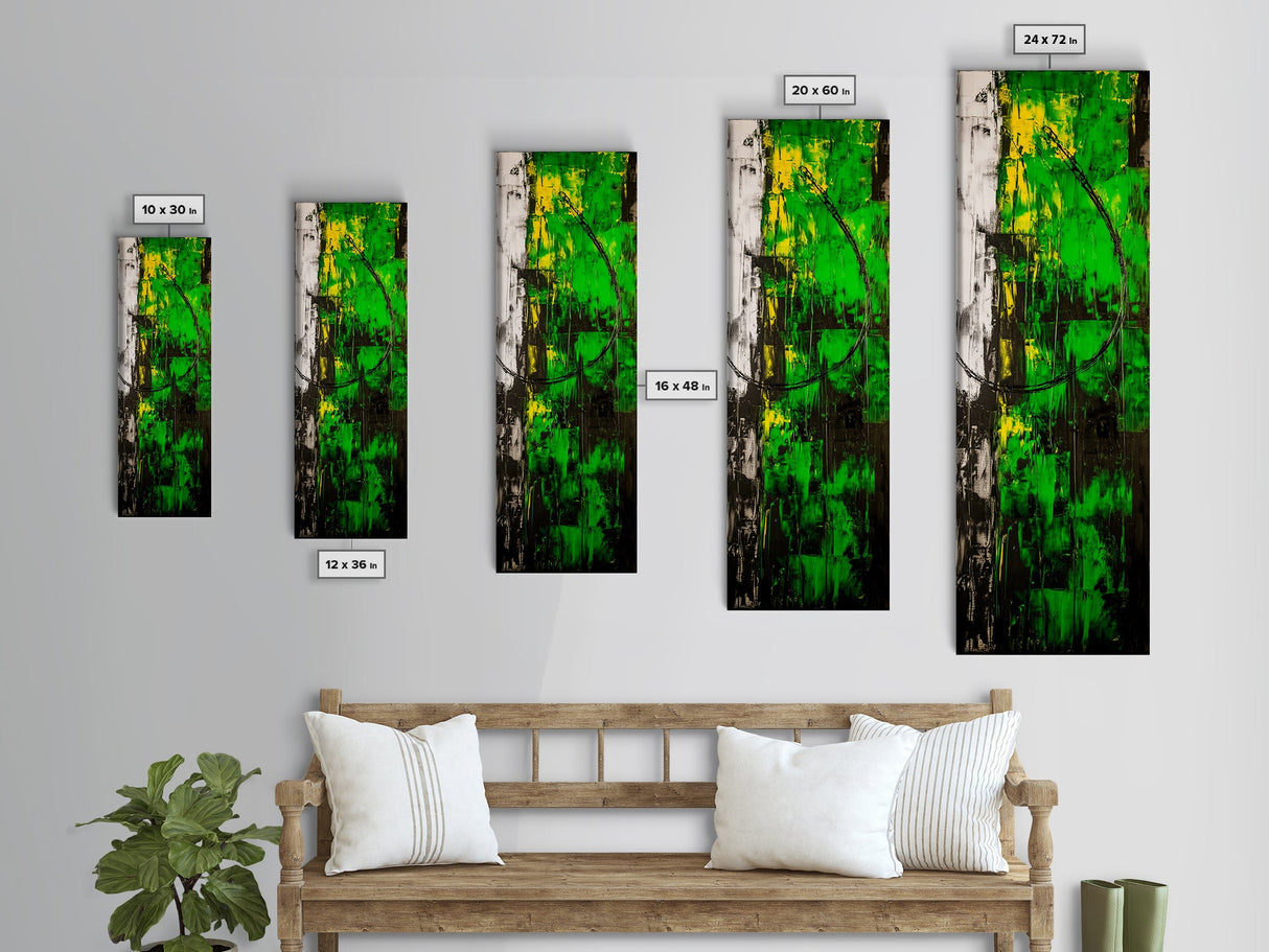 Abstract Green Artwork, Black and Yellow Modern Art, Minimalist Texture Painting, Contemporary Wall Art, Office Decor, Canvas Print