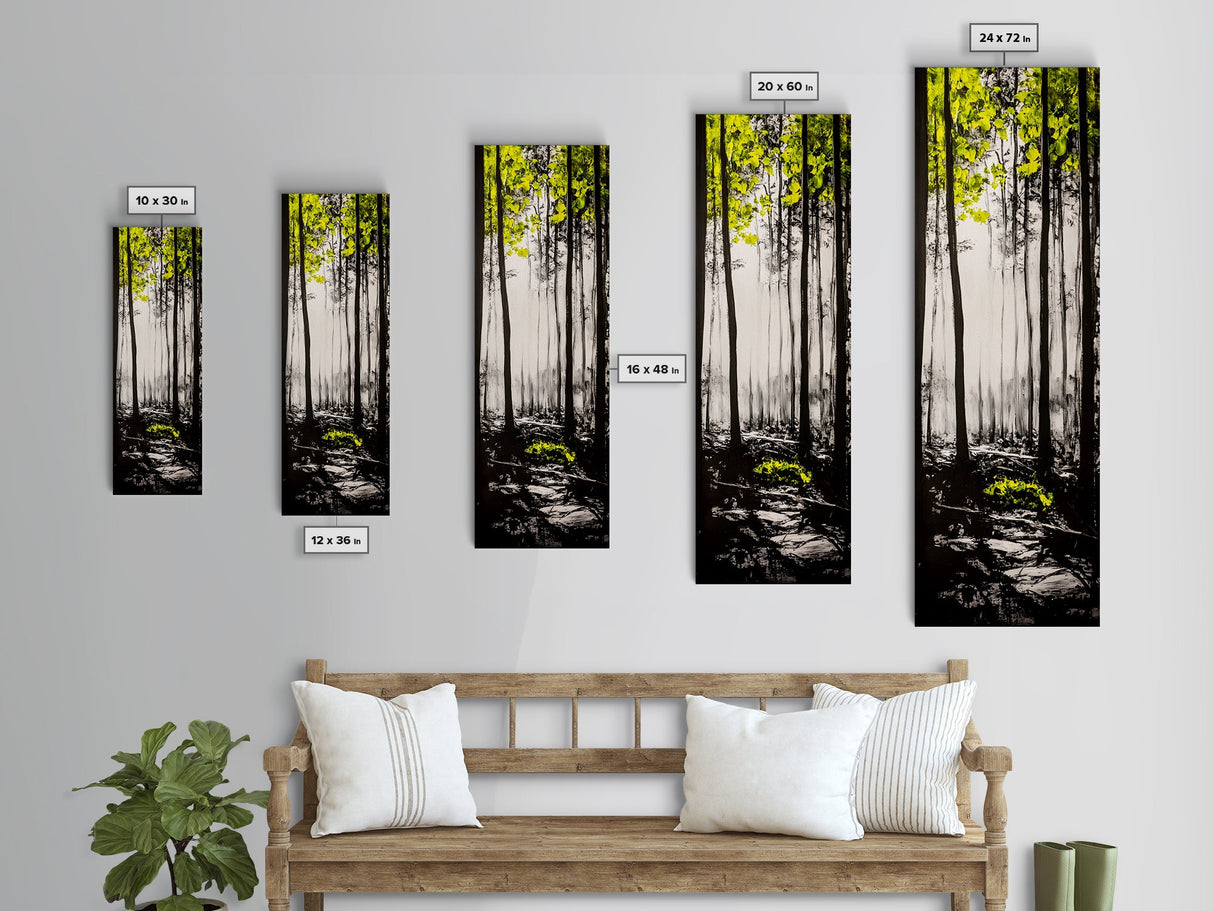 Misty Forest, Yellow Leaves, Autumn Woods, Framed Canvas Print, Nature Wall Art, Modern Home Decor, Minimalist Landscape, Fall Art