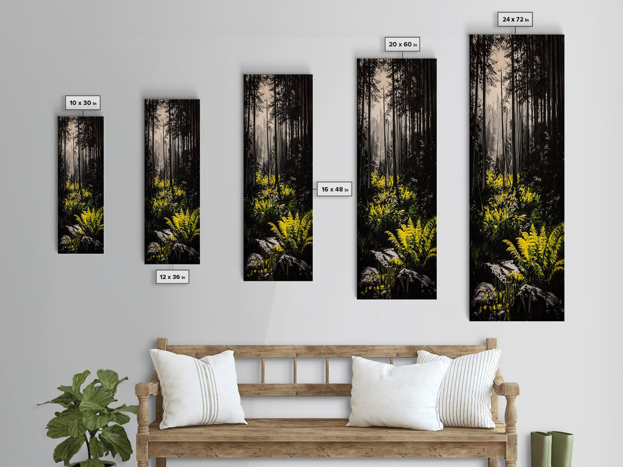 Forest, Ferns, Nature, Canvas Print, Dark Green Wall Art, Botanical Decor, Woodland Artwork, Tranquil Nature Scene, Earthy Home Accent