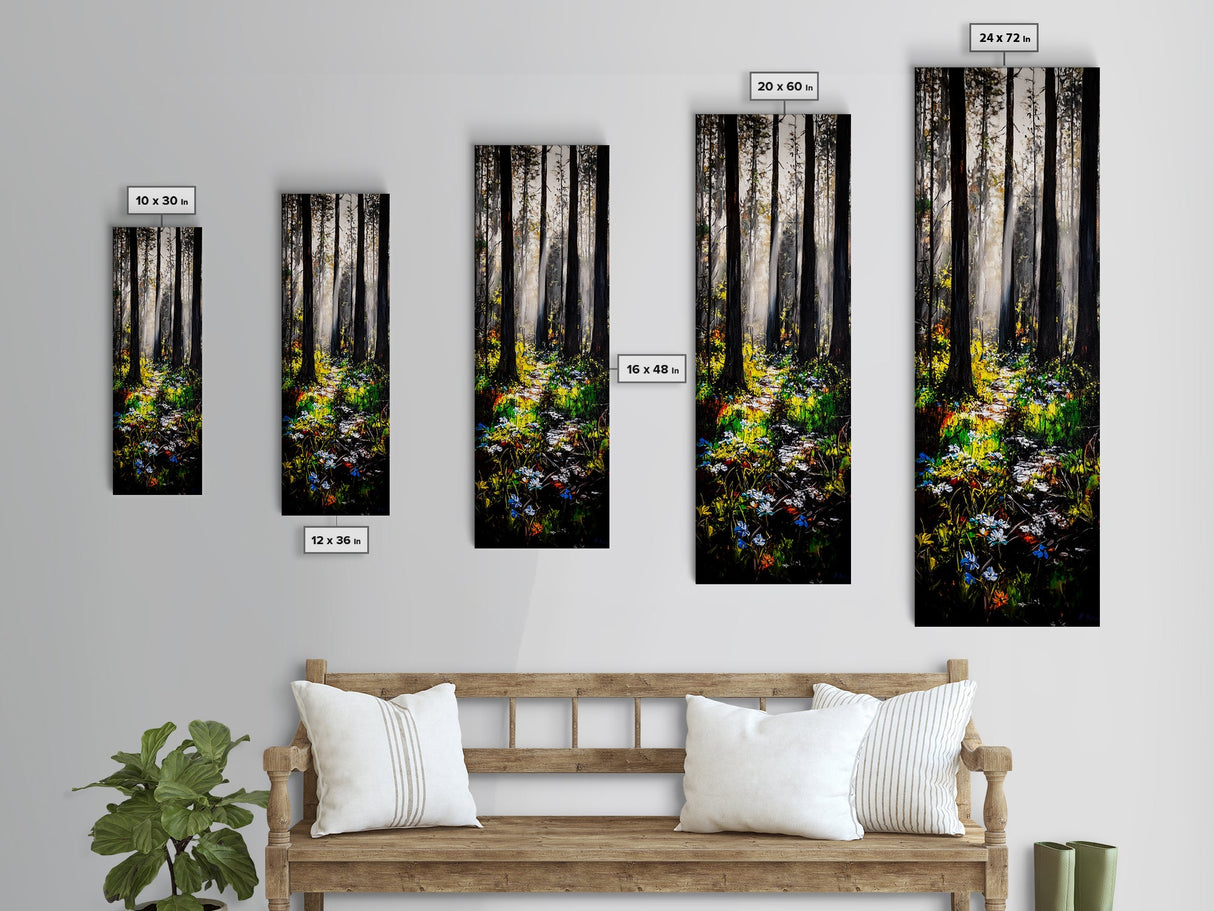 Pathway, Trees, Woodland, Canvas Print, Nature Lover Art, Whimsical Forest Scene, Sunlit Woods, Bohemian Wall Decor, Autumn Inspired Art