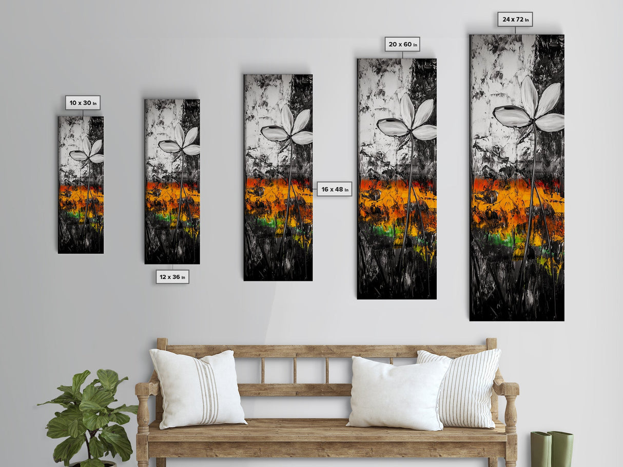 Black and White, Abstract Flower, Textured Modern, Framed Canvas Print, Minimalist Wall Art, Monochrome Decor, Office Artwork