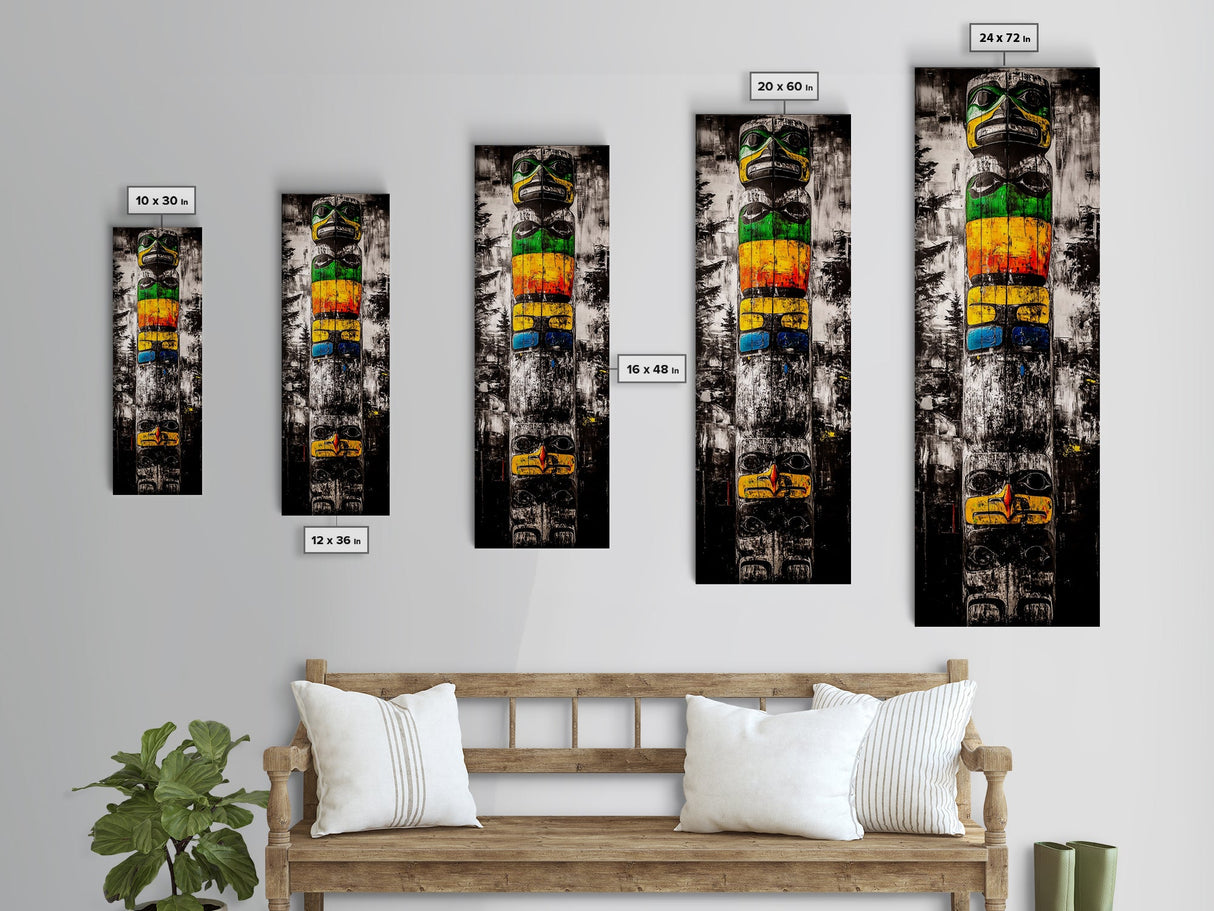 Totem Pole, Native American, Tribal Art, Framed Canvas Print, Cultural Wall Art, Rustic Home Decor, Office or Study Artwork