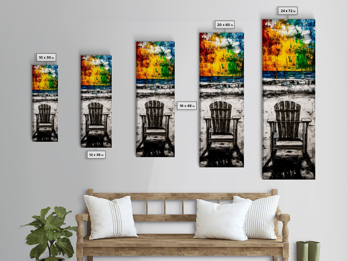 Beach Chair, Coastal Wall Art, Relaxation Painting, Framed Canvas Print, Seaside Decor, Nautical Art, Living Room Wall Art, Summer Vibes