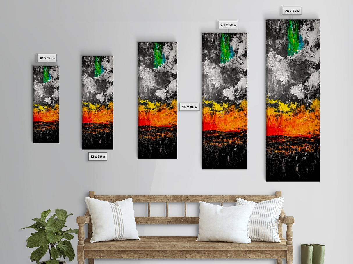 Fiery Sunset, Bold Abstract Art, Expressionist Painting, Colorful Landscape, Framed Canvas Print, Office Wall Art, Autumn Wall Decor
