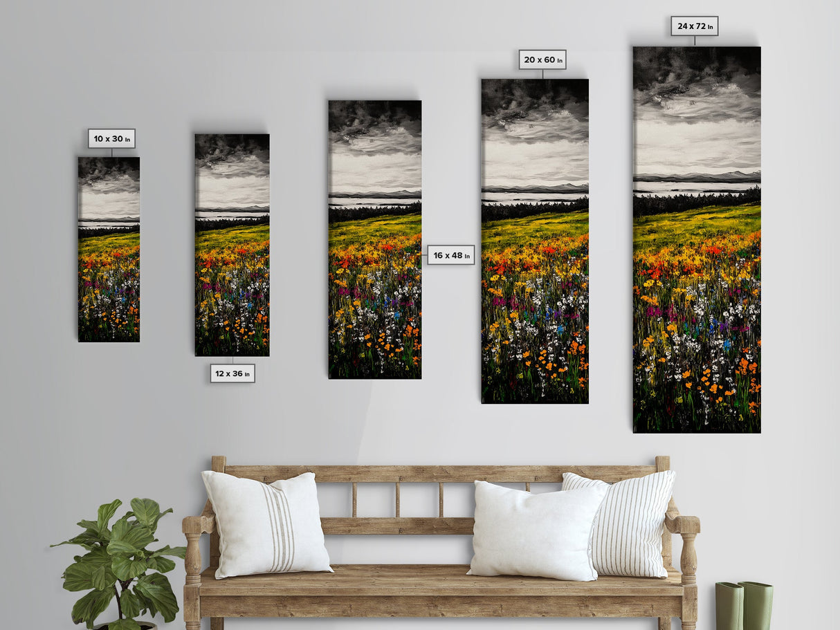 Meadow Wildflowers, Landscape Canvas Print, Fall Wall Art, Country Home Decor, Nature Art, Large Living Room Art, Rustic Wall Art