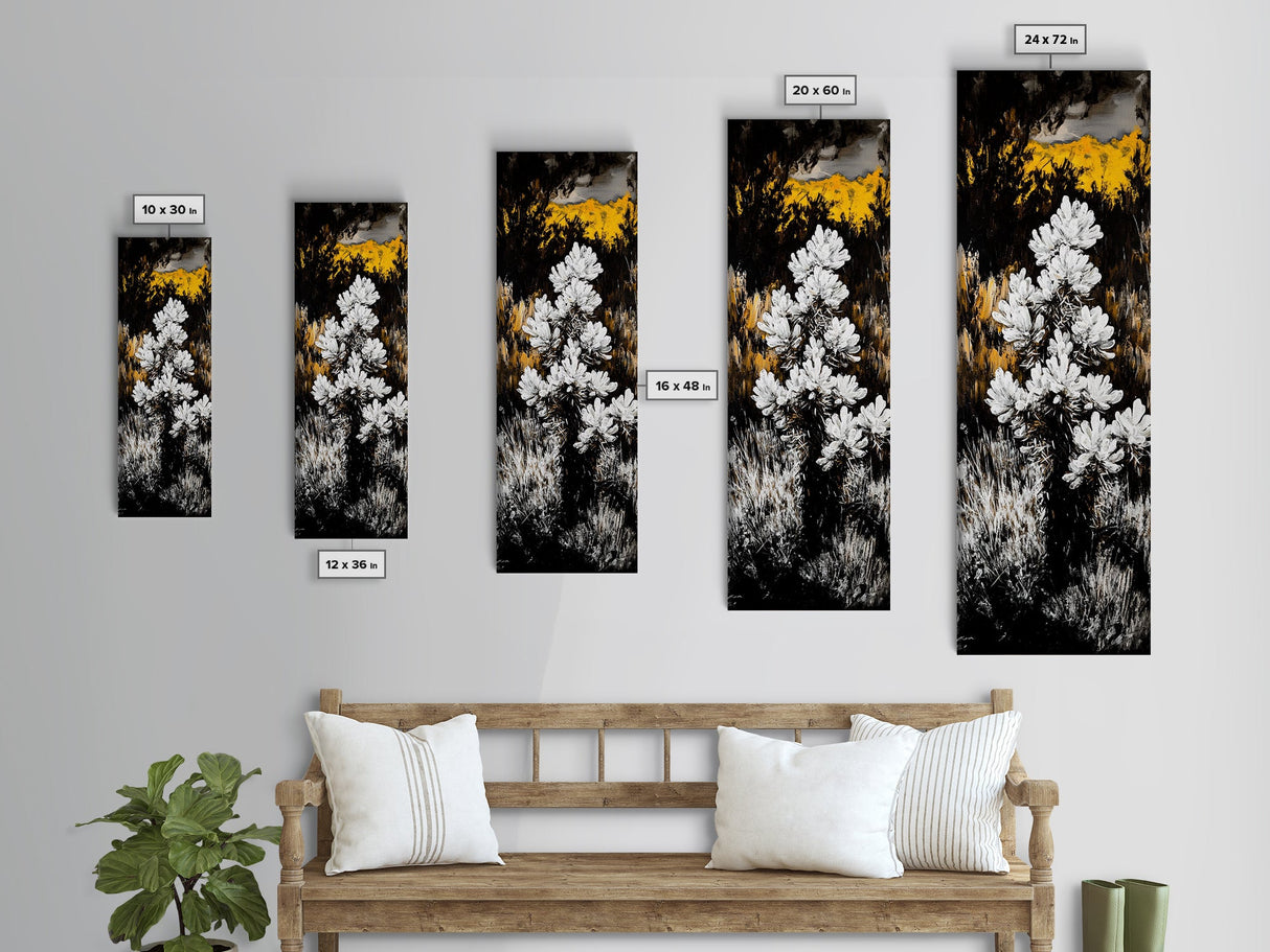 Wildflowers Bloom, Nature Landscape, Fall Forest Scene, Canvas Print, Rustic Wall Art, Yellow White Art, Boho Decor, Country Home Decor