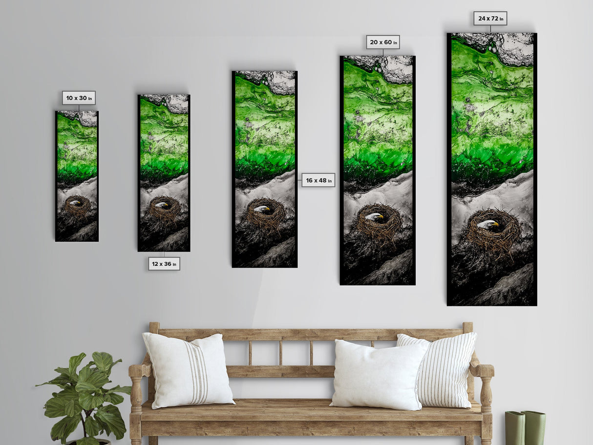 Eagle Nest, Wildlife Art, Majestic Bird, Framed Canvas Print, Nature Inspired, Rustic Cabin Art, Animal Lover Gift, Mountain Wall Art