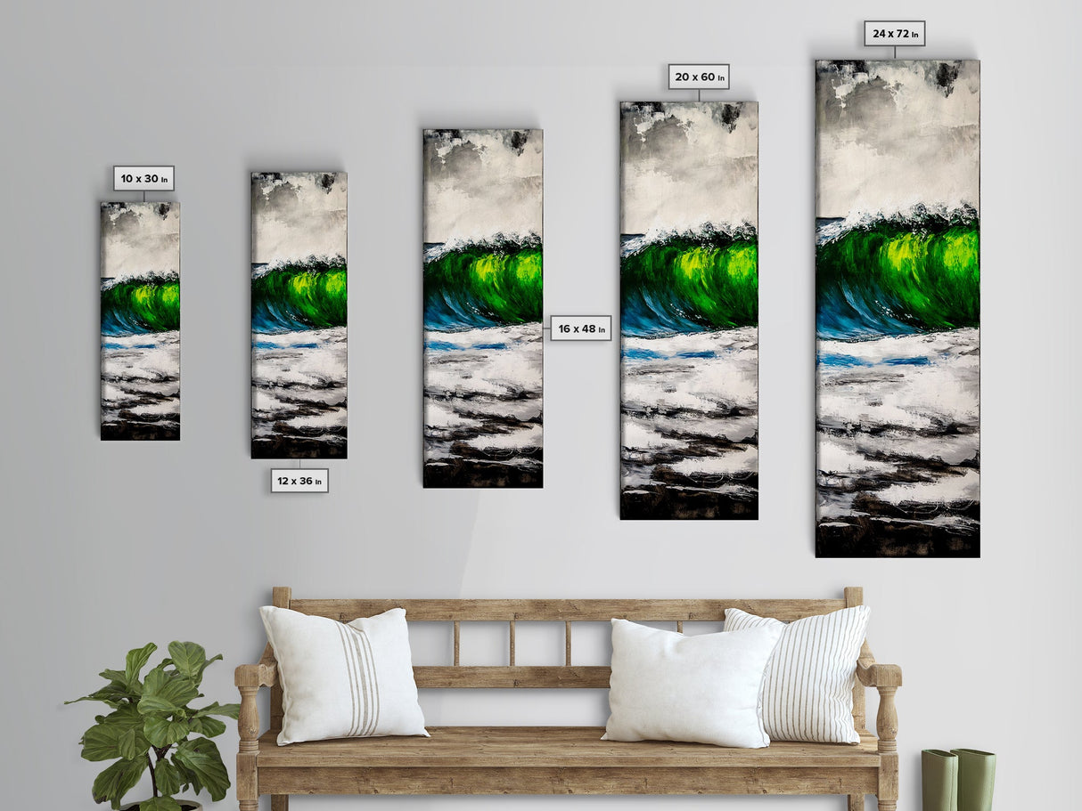 Ocean Wave, Bold Abstract Seascape, Coastal Wall Art, Framed Canvas Print, Modern Home Decor, Beach Inspired Artwork, Statement Piece
