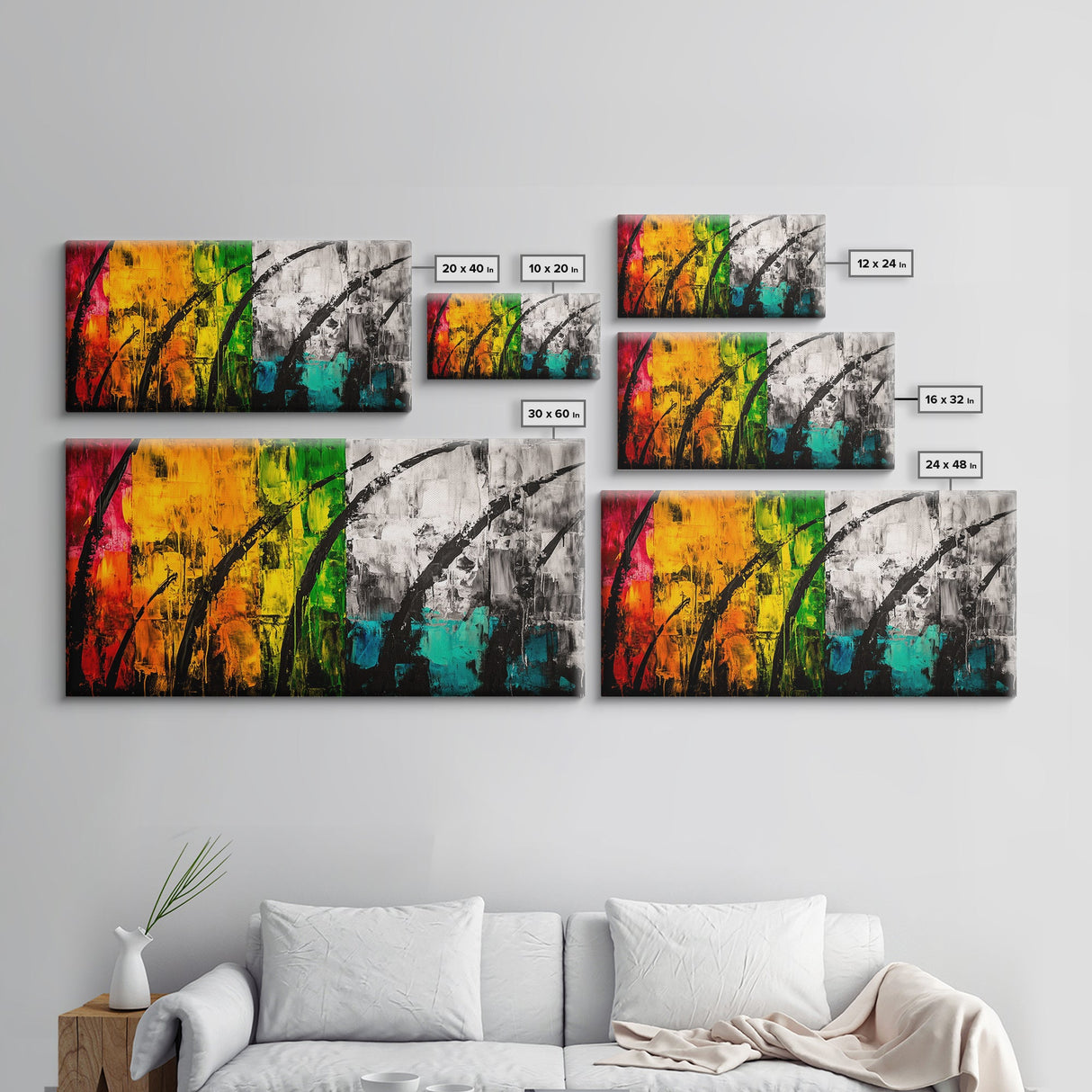Colorful Abstract, Bold Nature, Autumn Tones, Framed Canvas Print, Modern Home Decor, Boho Art, Large Statement Piece, Living Room Art