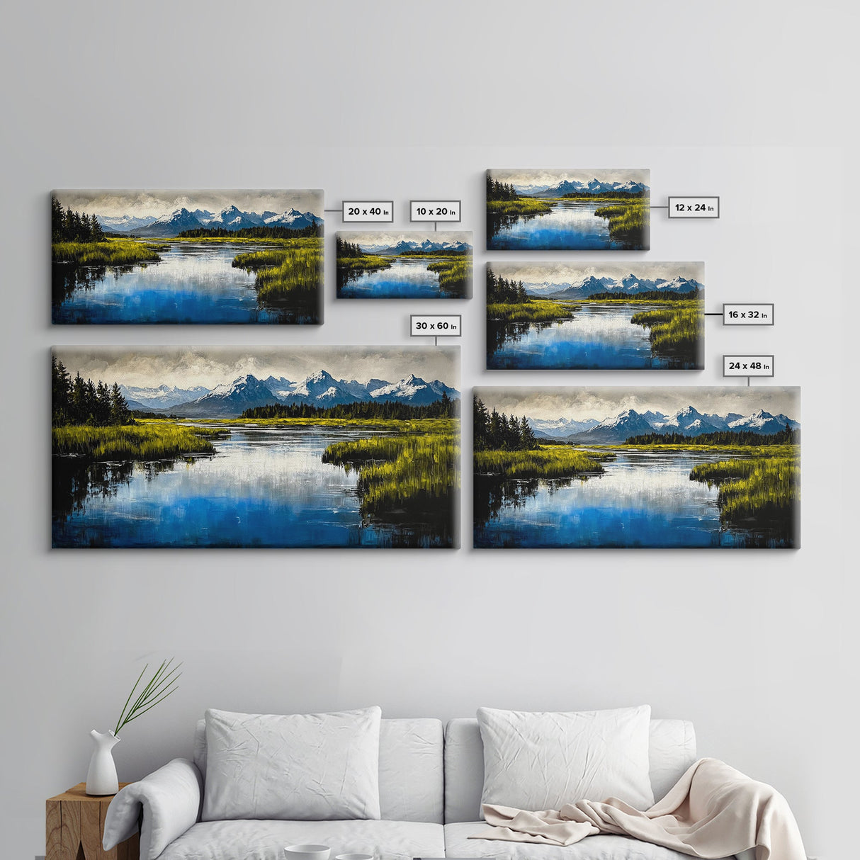 Mountain Reflection, Lake, Landscape, Framed Canvas Print, Nature Wall Art, Rustic Home Decor, Large Wall Art, Cabin Art, Gift Idea