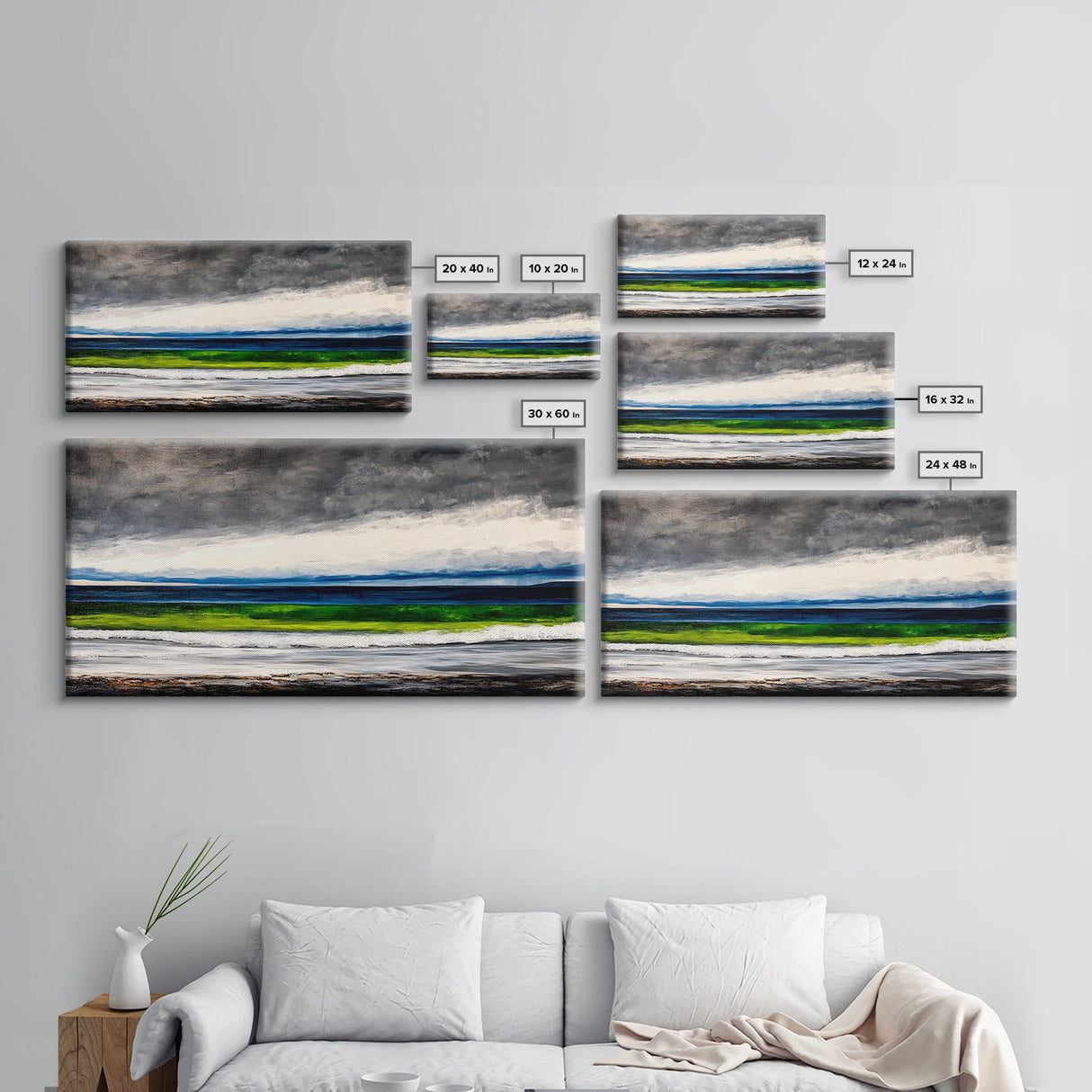 Ocean Wave, Green Waters, Seascape, Canvas Print, Coastal Wall Art, Nautical Decor, Beach House Art, Large Ocean Painting