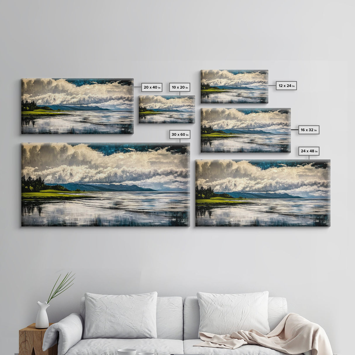 River Reflection, Scenic Water View, Serene Landscape, Framed Canvas Print, Large Nature Art, Modern Home Decor, Bedroom Wall Art