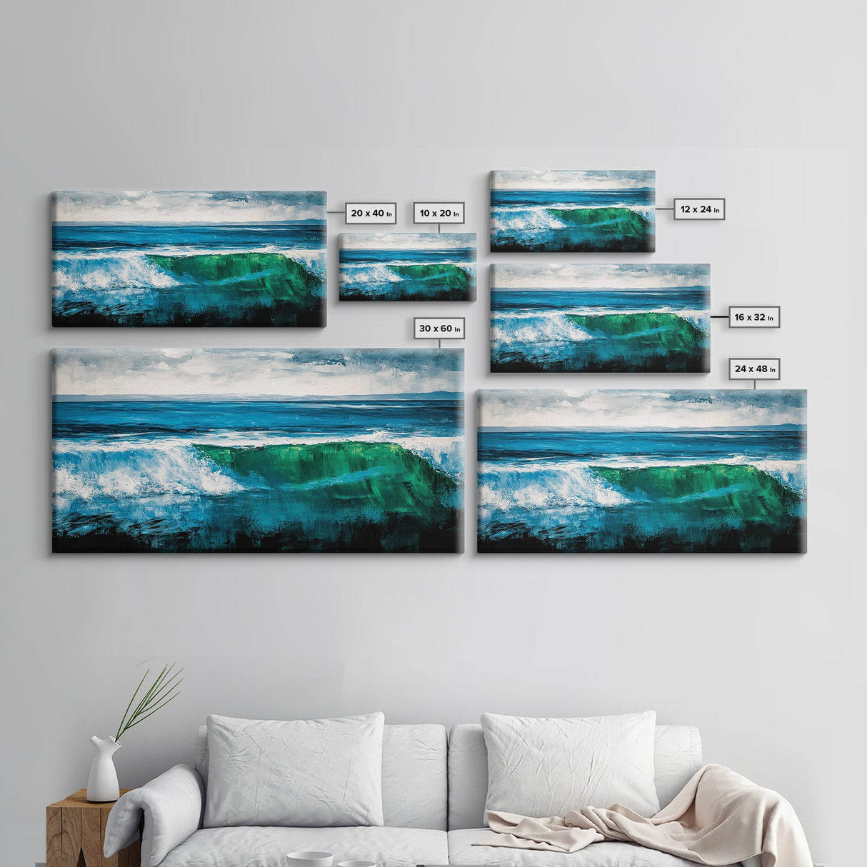 Ocean Wave, Sea Painting, Canvas Print, Coastal Wall Art, Beach Home Decor, Nautical Art, Large Wall Art, Bedroom Art, Modern Seascape