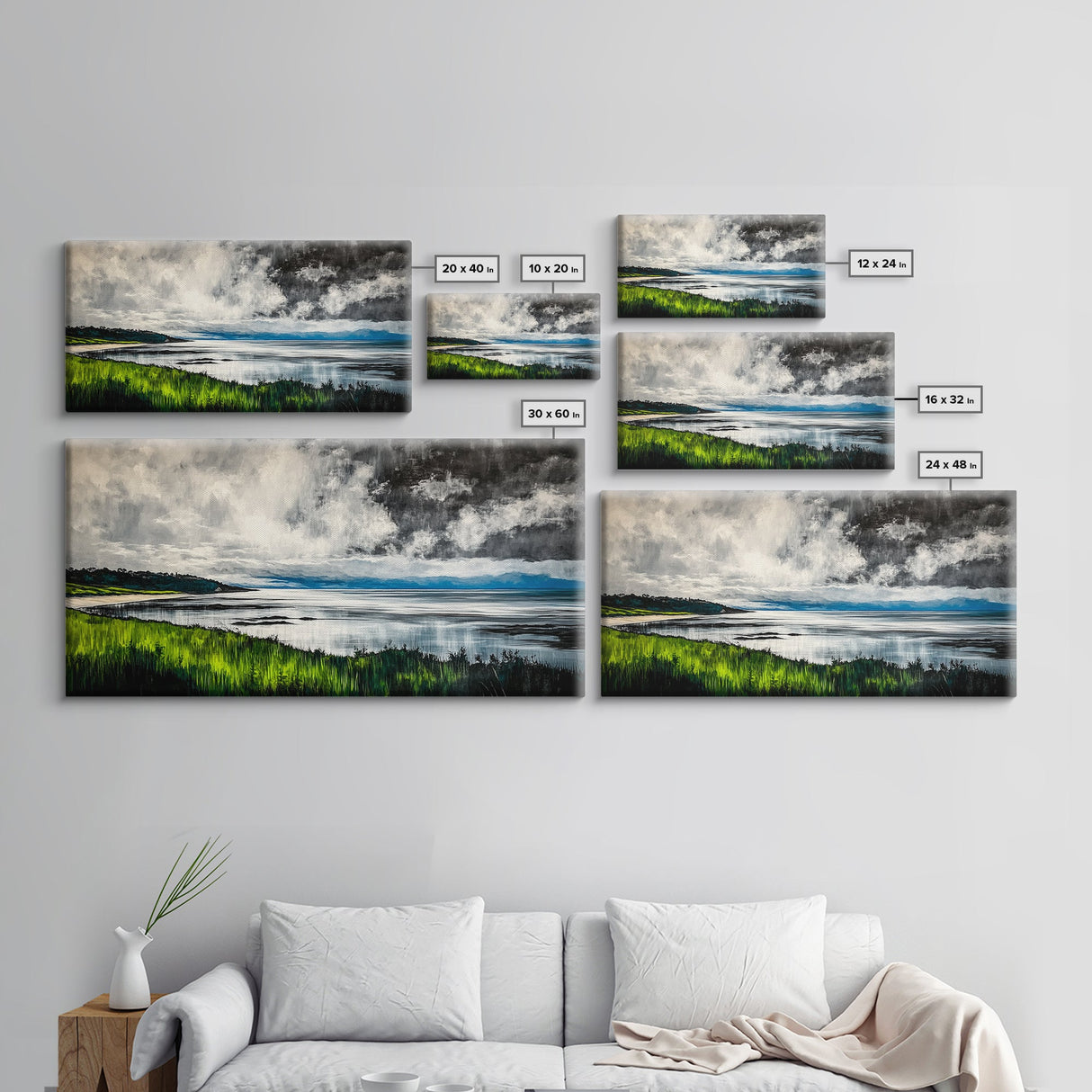 Stormy Ocean, Dramatic Sky, Coastal Print, Seascape Painting, Living Room Art, Moody Landscape, Large Framed Canvas Print, Nautical Art