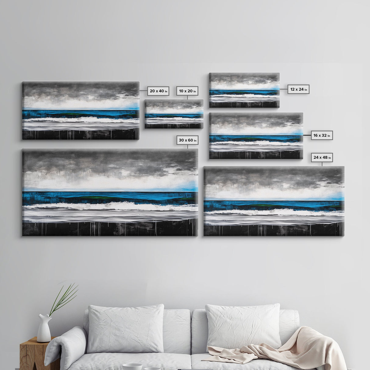Ocean Wave, Moody Seascape, Coastal Art, Framed Canvas Print, Minimalist Wall Decor, Beach House Art, Modern Home Decor