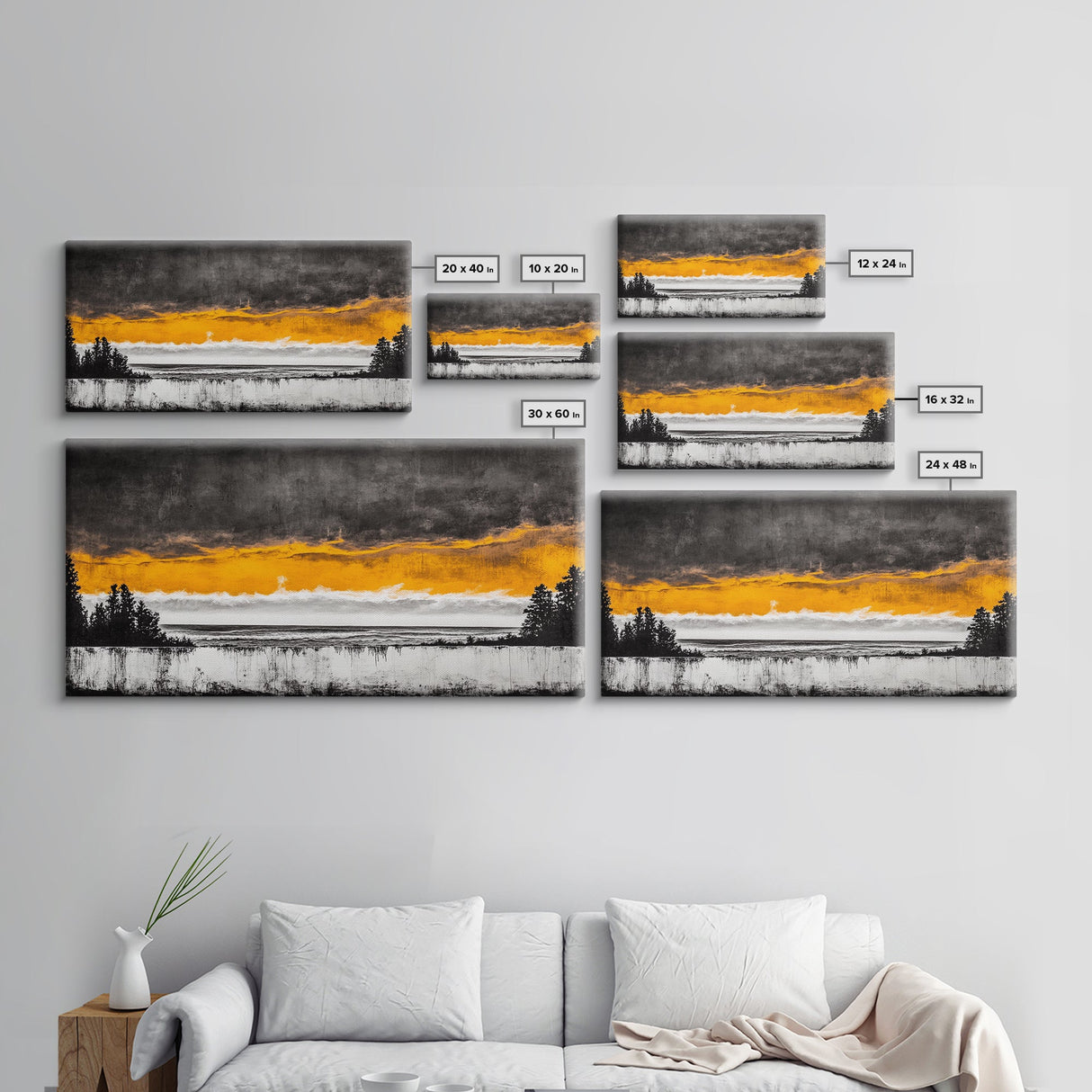 Sunset Over Ocean, Dramatic Sky, Coastal Landscape, Minimalist Wall Art, Beach Home Decor, Framed Canvas Print, Large Statement Art