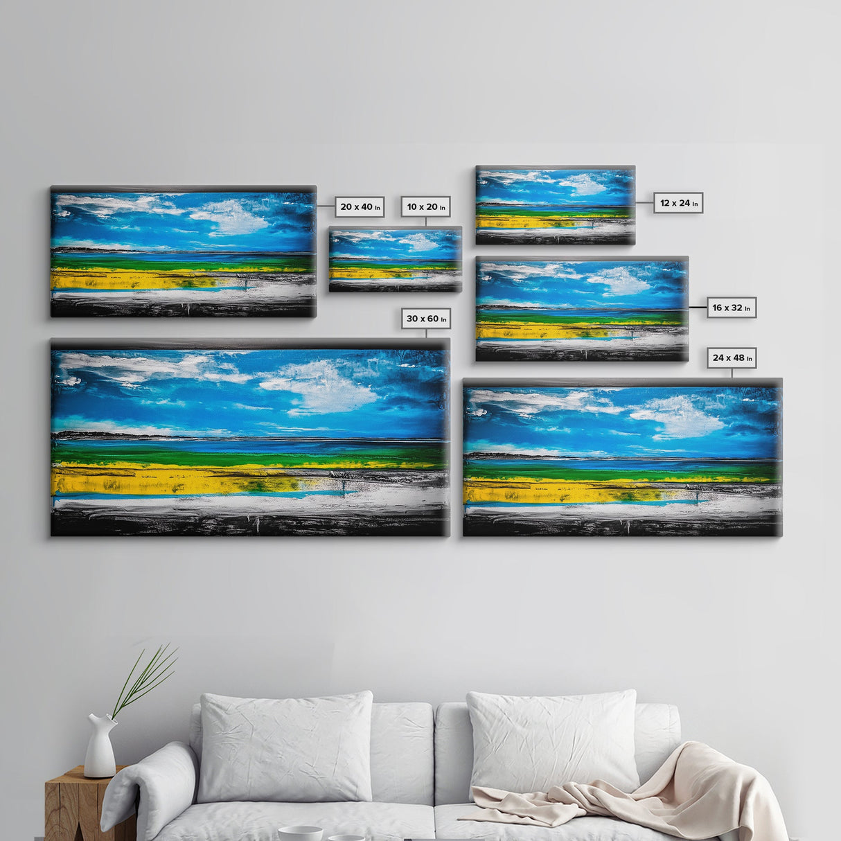 Bright Coastal, Blue and Green Ocean, Abstract Beach Art, Canvas Print, Modern Seaside Decor, Living Room Wall Art, Large Wall Art